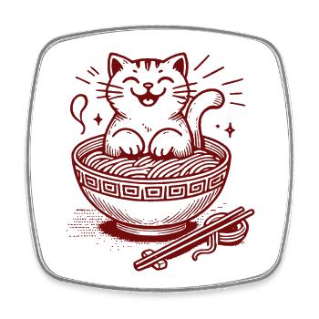 Chat Kawaii Dans Un Bol De Ramen Nouilles Japonaises - Magnet carré - blanc - Devant