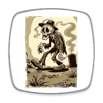 Skeleton Gentleman in the Cemetery - Square fridge magnet - white - Front