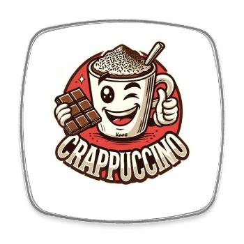 Crappuccino: Lustige Kaffee-Tasse mit Schokolade - Viereckiger Kühlschrankmagnet - Weiß - Vorne