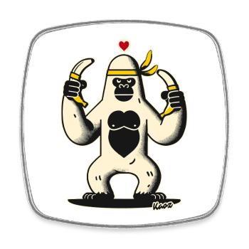 Gorille ninja aux bananes - Magnet carré - blanc - Devant
