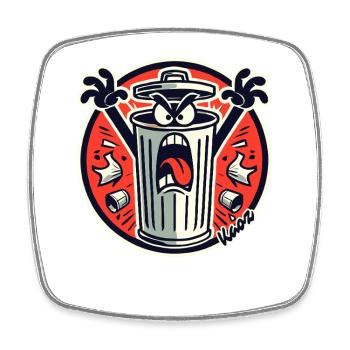 Funny Garbage Can Monster - Square fridge magnet - white - Front