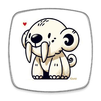 Mignon animal à dents de sabre - Magnet carré - blanc - Devant