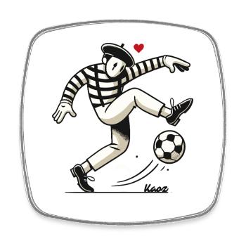Französischer Pantomime spielt Fußball mit Herz - Viereckiger Kühlschrankmagnet - Weiß - Vorne