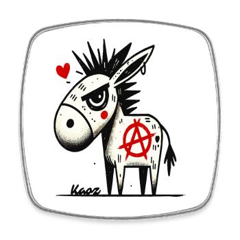 Rebelle et drôle : Anarchy Punk Donkeys - Magnet carré - blanc - Devant