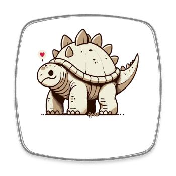 Cute dinosaur with heart - Square fridge magnet - white - Front