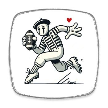 La pantomime française joue au football américain - Magnet carré - blanc - Devant