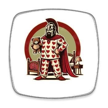 Grumpy Spartan in heart pajamas - Square fridge magnet - white - Front
