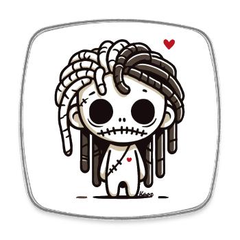 Little voodoo zombie with dreadlocks - Square fridge magnet - white - Front