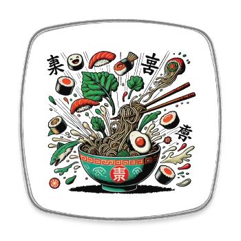Ramen Noodles Japanese Streetwear Sushi Art - Square fridge magnet - white - Front
