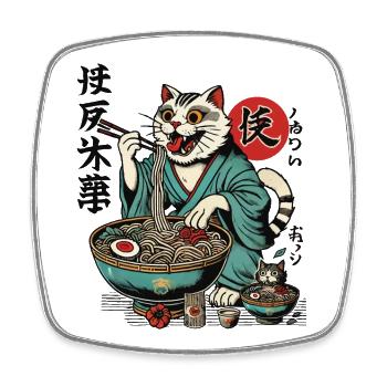 Japanese Retro Ukiyo-E Ramen Noodles Streetwear - Square fridge magnet - white - Front