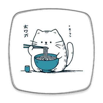 Ramen Nouilles Chat Lover Kawaii Rétro Japon - Magnet carré - blanc - Devant