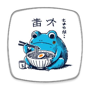 Kawaii Ramen Frog Ukiyo-E Retro Aesthetic - Square fridge magnet - white - Front