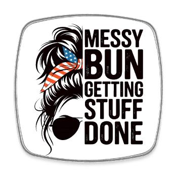 Chignon en désordre Faire faire des choses Nettoyage Humour - Magnet carré - blanc - Devant