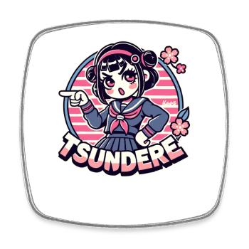 Fille japonaise coquine Tsundere - Magnet carré - blanc - Devant