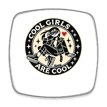 Cool Mädchen sind cool, Einfach cool bleiben! - Viereckiger Kühlschrankmagnet - Weiß - Vorne