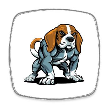 Beagle Dog Muscles Bodybuilding - Square fridge magnet - white - Front