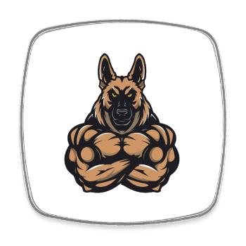 German Shepherd Dog Muscles Bodybuilding - Square fridge magnet - white - Front