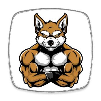 Akita Dog Muscles Bodybuilding - Square fridge magnet - white - Front