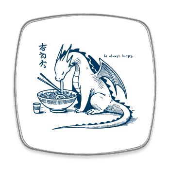 Ramen Drachen Lustig Ukiyo-E Japanisches Kawaii - Viereckiger Kühlschrankmagnet - Weiß - Vorne