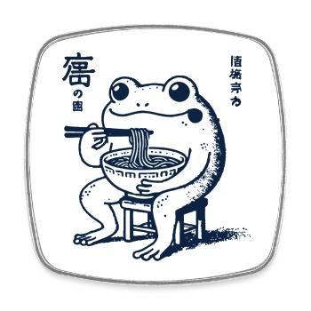 Funny Ramen Frog Ukiyo-E Kawaii Retro Aesthetic - Square fridge magnet - white - Front