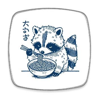 Waschbär Ramen Nudeln Ukiyo-E Japan Retro Kawaii - Viereckiger Kühlschrankmagnet - Weiß - Vorne