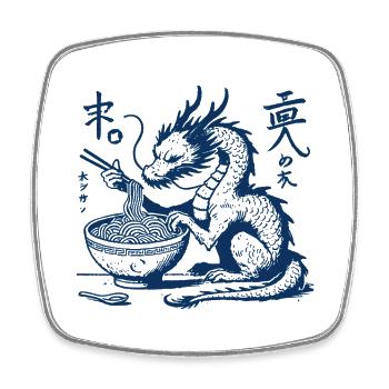 Lustiger Ukiyo-E Ramen Drache Streetwear Retro - Viereckiger Kühlschrankmagnet - Weiß - Vorne