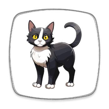 Katze Niedlich - Viereckiger Kühlschrankmagnet - Weiß - Vorne