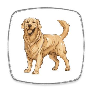 Golden Retriever Dog - Square fridge magnet - white - Front