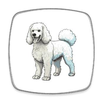 Pudel Hund - Viereckiger Kühlschrankmagnet - Weiß - Vorne