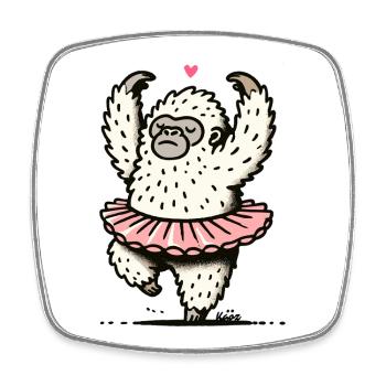 Ballet-Yeti im rosa Tutu, Anmut auf großen Füßen - Viereckiger Kühlschrankmagnet - Weiß - Vorne