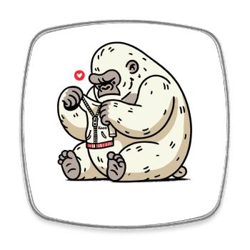 Drôle de gorille adore sa petite veste - Magnet carré - blanc - Devant