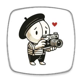 Le photographe timide de la pantomime - Magnet carré - blanc - Devant