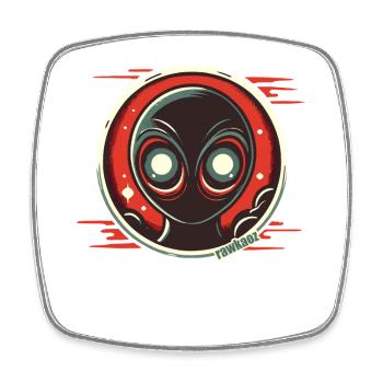 Mystérieux extraterrestre aux yeux brillants - Magnet carré - blanc - Devant