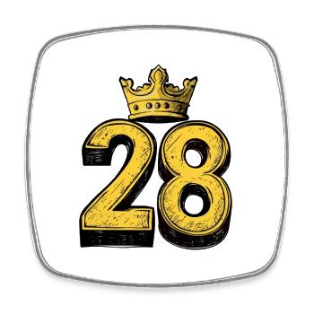 28 Number Krone - Square fridge magnet - white - Front