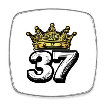 37 Nombre Couronne - Magnet carré - blanc - Devant