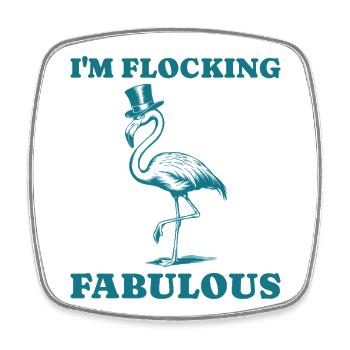 I'm flocking fabulous Flamingo Retro Vintage - Square fridge magnet - white - Front