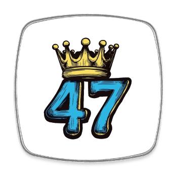 47 Number Crown - Square fridge magnet - white - Front