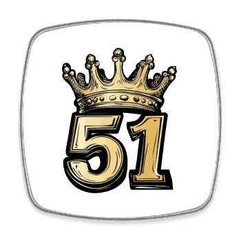 51 Number Crown - Square fridge magnet - white - Front