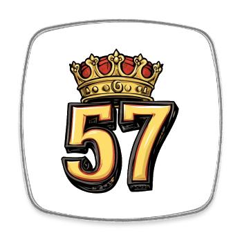 57 Number Crown - Square fridge magnet - white - Front