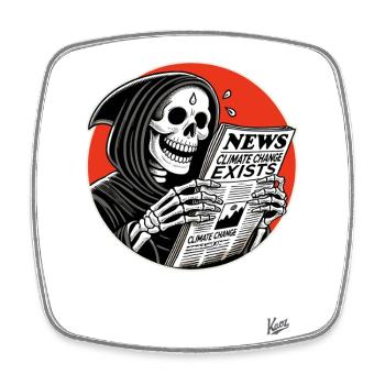 La Faucheuse et le changement climatique titre - Magnet carré - blanc - Devant