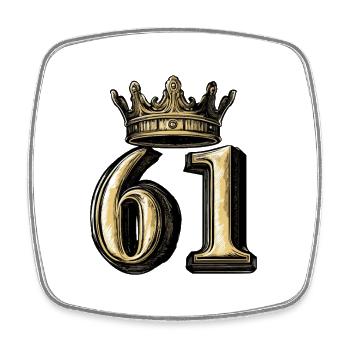61 Number Crown - Square fridge magnet - white - Front