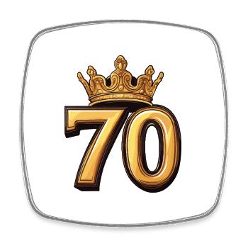 70 Number Crown - Square fridge magnet - white - Front
