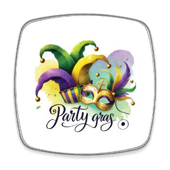 Party Gras Fasching Farbenfrohe Masken - Viereckiger Kühlschrankmagnet - Weiß - Vorne