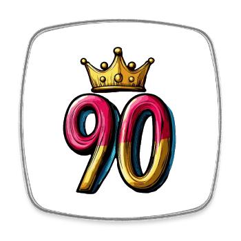 90 Number Crown - Square fridge magnet - white - Front
