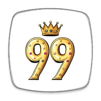 99 Number Crown - Square fridge magnet - white - Front