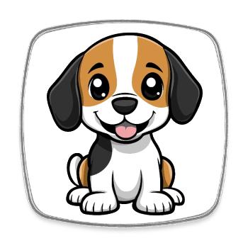 Beagle Hund Niedlich - Viereckiger Kühlschrankmagnet - Weiß - Vorne