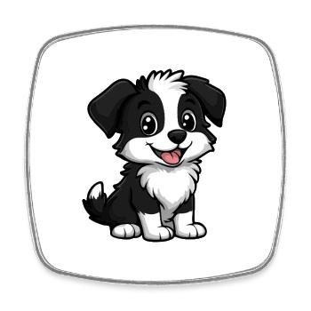 Border Collie Hund Niedlich - Viereckiger Kühlschrankmagnet - Weiß - Vorne