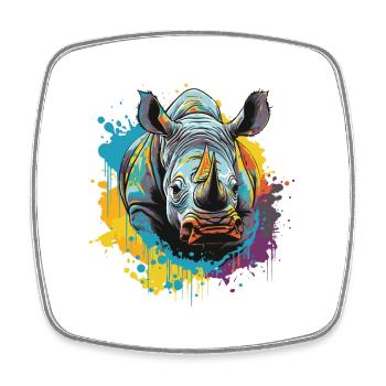 Rhino Animal Pop Art Head - Square fridge magnet - white - Front