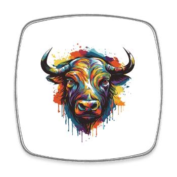 Bull Animal Pop Art Head Taurus - Square fridge magnet - white - Front