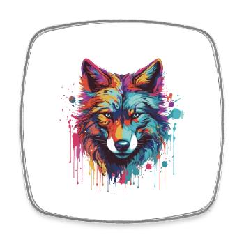 Wolf Animal Pop Art Head - Square fridge magnet - white - Front
